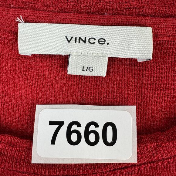 Vince Red Wool Essential Slim Bracelet Sleeve Crew Neck Sweater Pullover Large - Picture 14 of 14